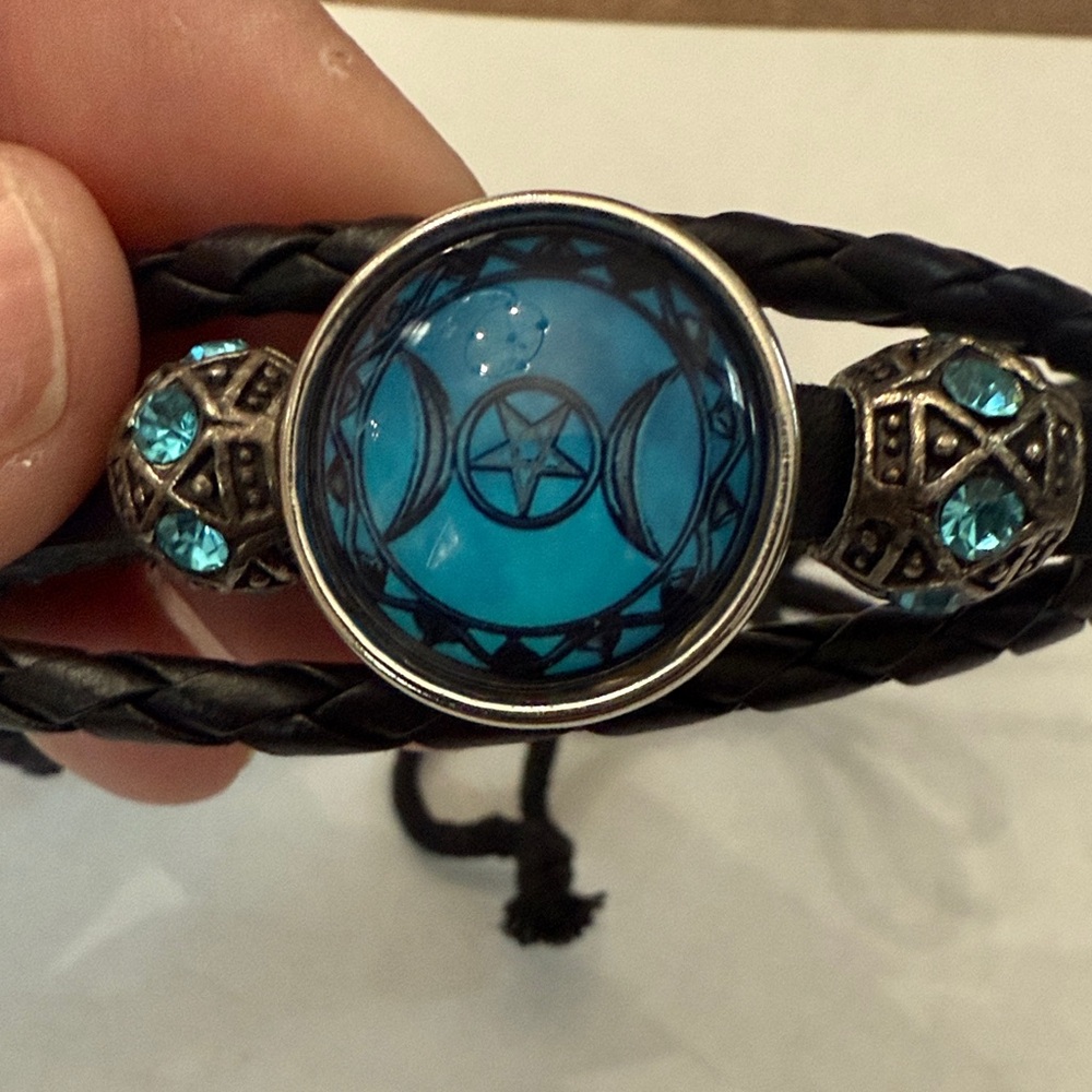 Blue and Silver Triple Moon Bracelet